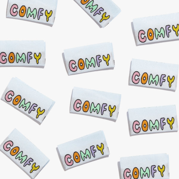 Comfy woven KATM sewing labels for handmade clothes and DIY sewing projects