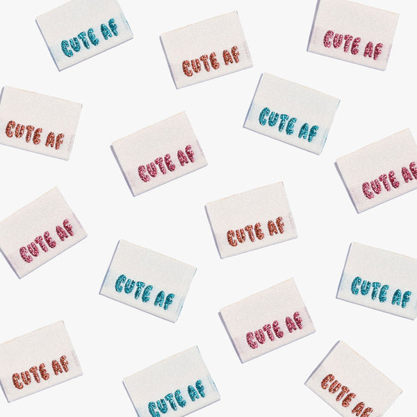 Cute AF woven KATM sewing labels for handmade clothes and DIY sewing projects