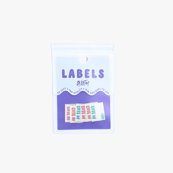 Cute AF woven KATM sewing labels for handmade clothes and DIY sewing projects