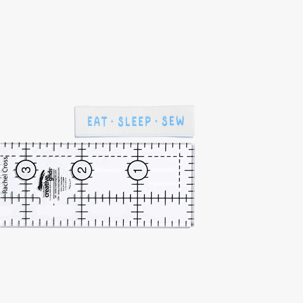 Eat Sleep Sew woven KATM sewing labels for handmade clothes and DIY sewing projects