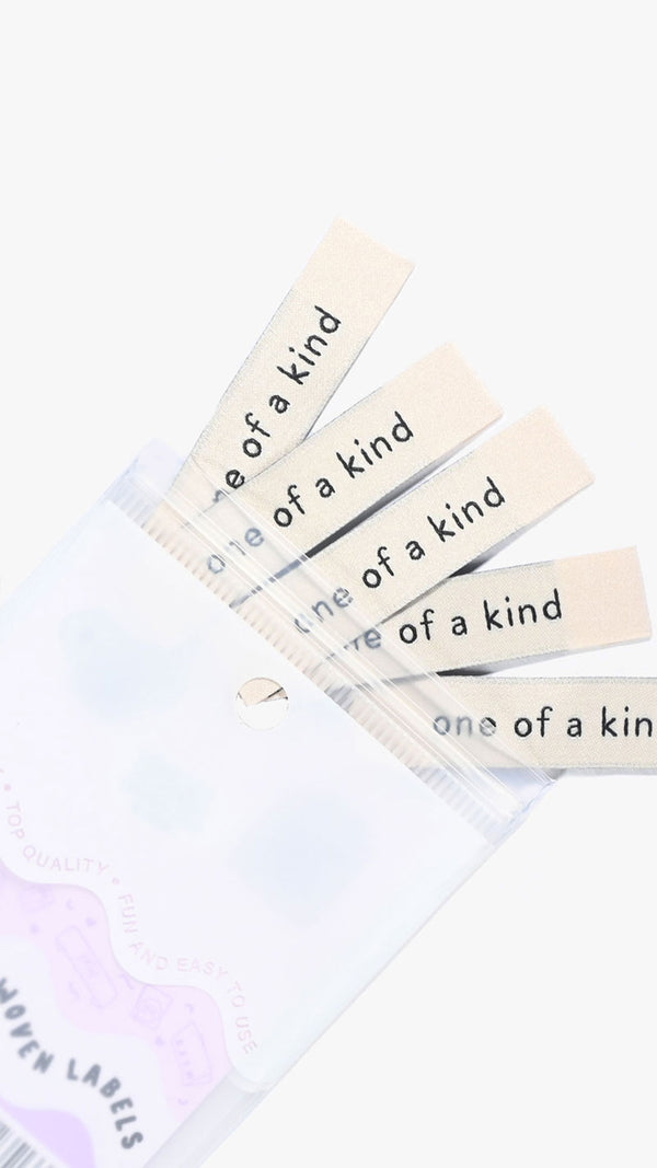 One Of A Kind woven KATM sewing labels for handmade clothes and DIY sewing projects