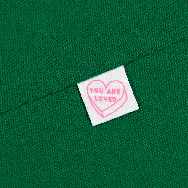 You Are Loved woven KATM sewing labels for handmade clothes and DIY sewing projects