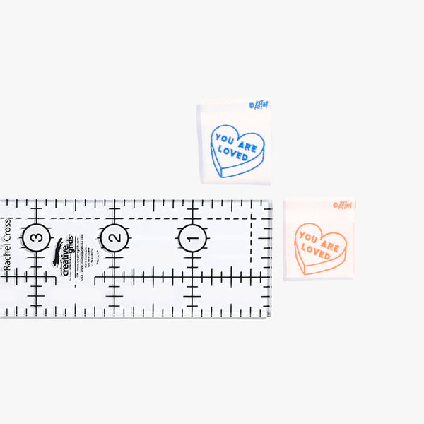You Are Loved woven KATM sewing labels for handmade clothes and DIY sewing projects