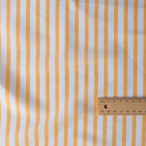 Marigold Stripe Yarn-Dyed Linen Blend Fabric – bold orange & white stripes, lightweight