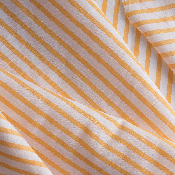 Marigold Stripe Yarn-Dyed Linen Blend Fabric – bold orange & white stripes, lightweight