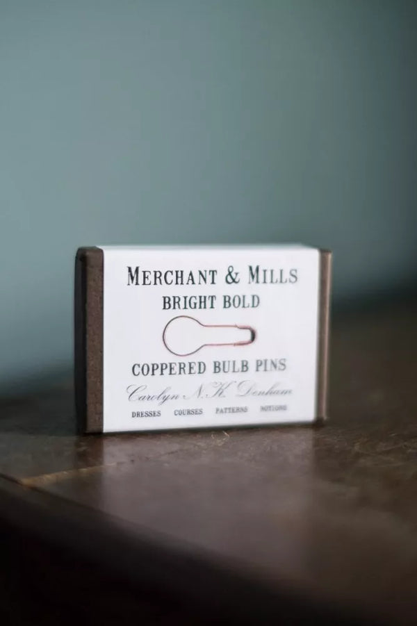Merchant & Mills Coppered Bulb Pins with wide bowl for tags and craft projects