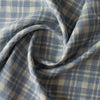 Moss Glen Plaid linen fabric in soft moss green and rustic blue, yarn-dyed plaid, 100% linen, 130 GSM, 60 LEA.