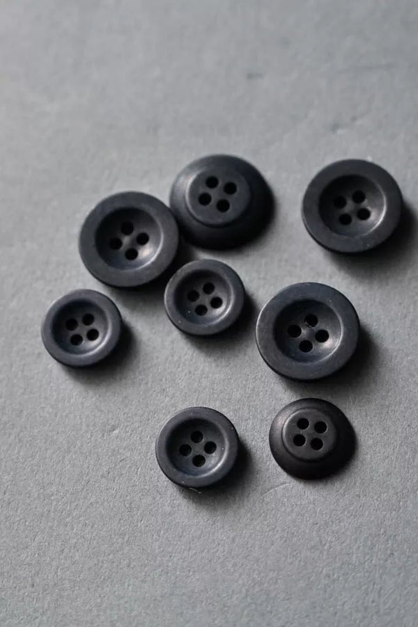 Navy corozo button 14mm, 4 hole sewing button