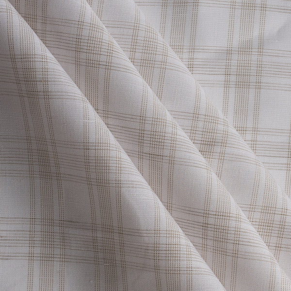 Oatmeal Plaid Yarn-Dyed Linen Blend Fabric – neutral beige plaid on white, lightweight