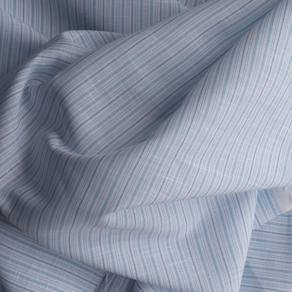 Oceanline Linen Cotton Fabric – lightweight yarn-dyed stripe in light blue and white