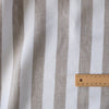 Pebble Lane 100% Linen Fabric – jumbo yarn-dyed stripes in taupe and white