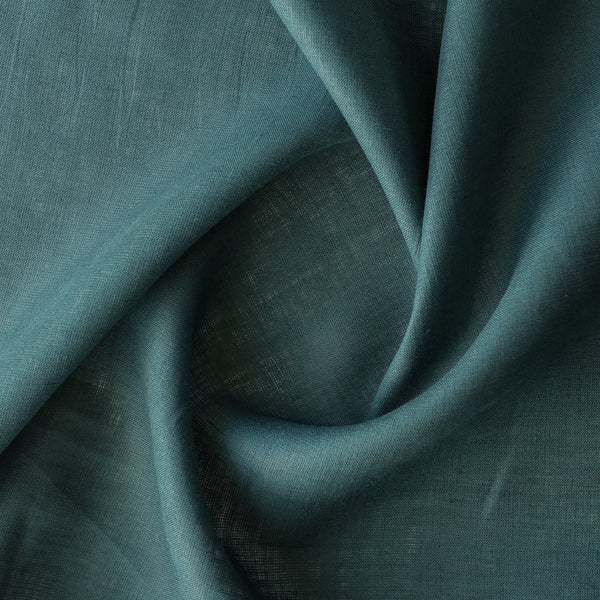 Plantation Green 100% Linen Fabric – deep earthy green shade, lightweight 145 GSM, fine 44 LEA weave