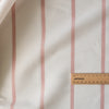 Rosewood Stripe Yarn-Dyed Linen Blend Fabric – neutral base with soft dusty pink stripes, lightweight 125 GSM