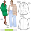 Sloane Woven Jacket Sewing Pattern – relaxed-fit single-breasted jacket with revere collar