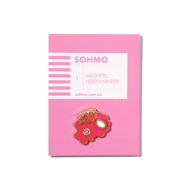 Pink packaging with a floral design and 'SOHMO' branding on a white background