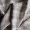 Stone Gingham Yarn-Dyed 100% Linen Fabric – loose weave grey and white check pattern
