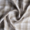 Stone Gingham Yarn-Dyed 100% Linen Fabric – loose weave grey and white check pattern