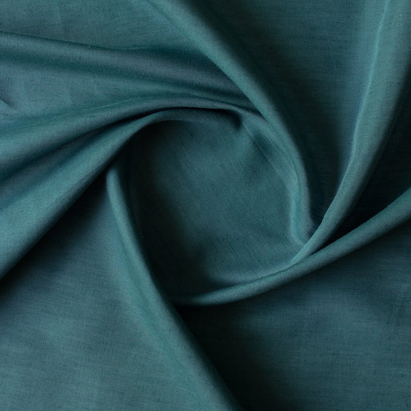 Stormhaven Teal linen–cotton blend fabric in deep muted teal-blue, piece dyed, 135 GSM, 44 LEA