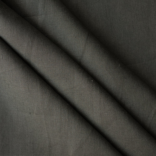 Urban Moss deep grey-olive 100% linen fabric, 230 GSM, 25 LEA – close-up texture