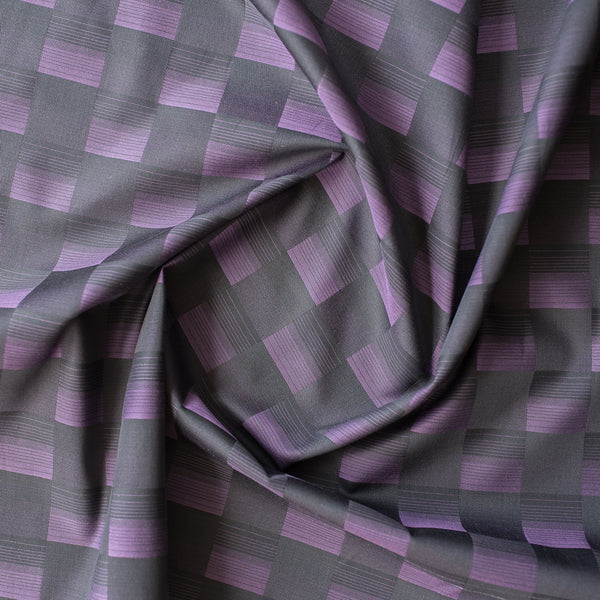 Violet Shadow Giza Cotton Blend Fabric with purple to black gradient blocks