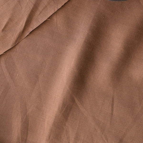 Walnut Brown 100% Linen Fabric – warm brown hue, lightweight 140 GSM, fine 60 LEA weave
