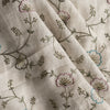 Wildflower Embroidered Linen Fabric – sheer 100% linen with floral threadwork and gold sequins on beige base