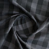 Yarn-Dyed Charcoal Check Linen Blend Fabric - Dark Grey and Black Check