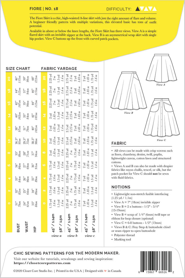 Fiore Skirt Sewing Pattern