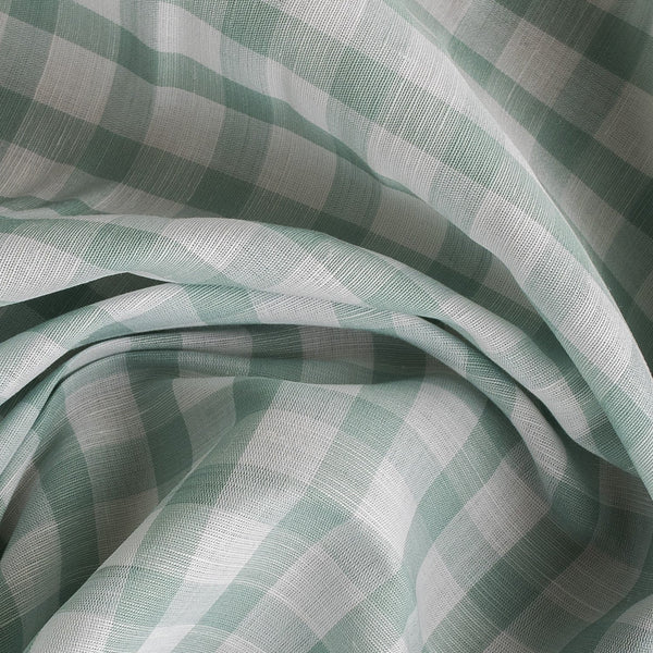 Trendy checked Gumtree Gingham fabric in pale green and white, lightweight and versatile