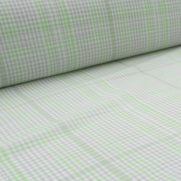 Lime Green Plaid Linen Blend Fabric