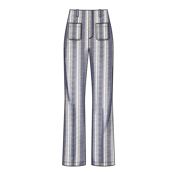 Misses' High Waisted Flared Pants N6660 Pattern with Front Fly Zipper