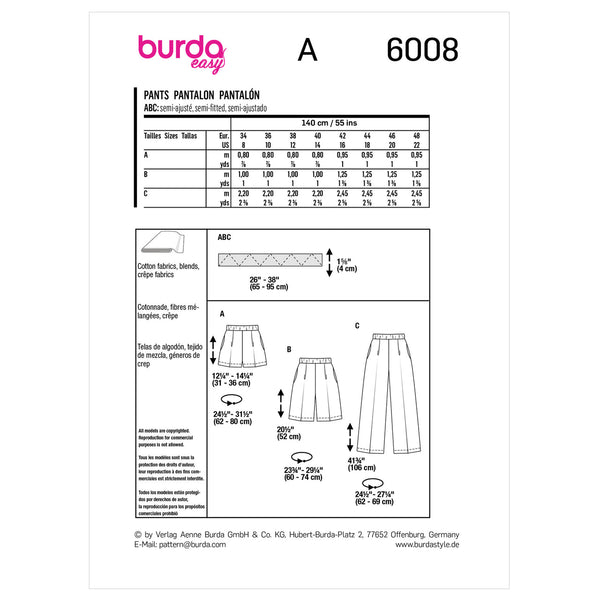 Burda Style Sewing Pattern BUR6008