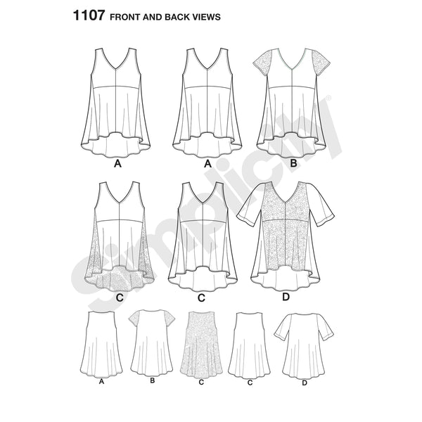 Misses' Tops with Fabric VariationsS1107 Multi-Size Sewing Pattern