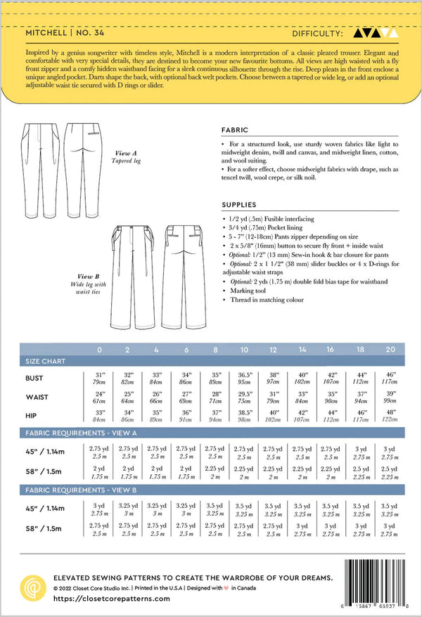 Mitchell Trousers Pattern