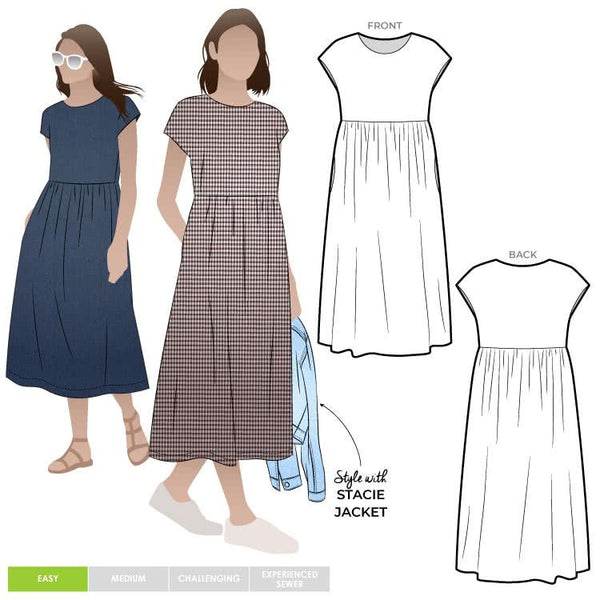 Montana Midi Dress Multi-Size Sewing Pattern - hard copy-Sewing Patterns-Style Arc-10-22-de Linum