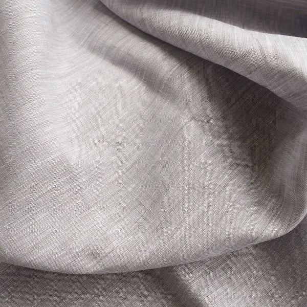 Light pure linen fabric with elegant texture and unique white warp and grey weft color effect