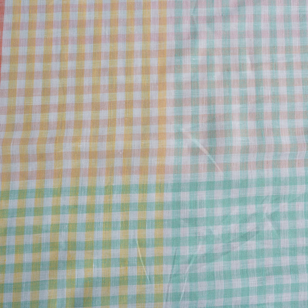 Rainbow Gingham 100% Linen Fabric