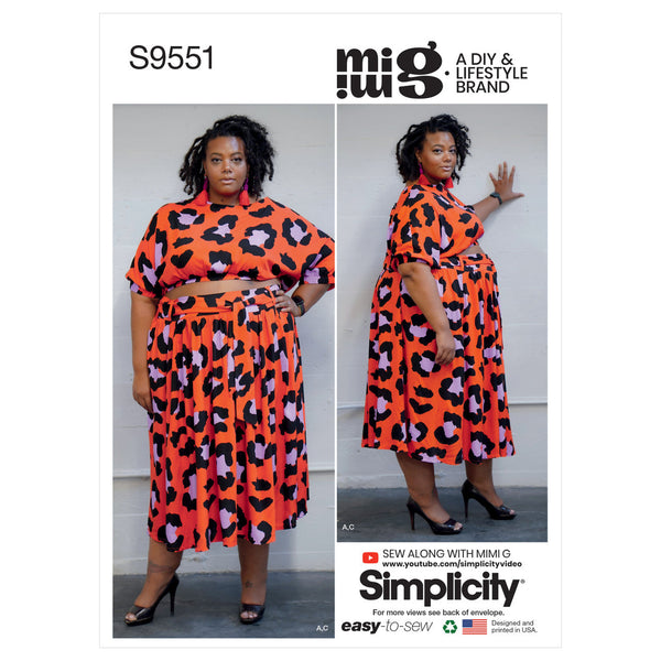 Simplicity S9551 Women's Tops, Skirt and Shorts Multi-Size Sewing Pattern