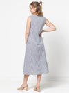 Style Arc’s Yvette Woven Dress pattern with asymmetrical panelled design and sleeve options.