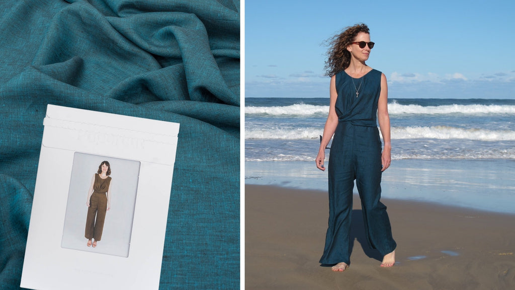 Mirri Jumpsuit in Teal Linen