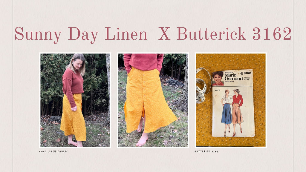 Yellow Golden Linen fabric and sewing pattern for linen skirt