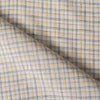 Country Lane Plaid Linen Fabric featuring moss green, light yellow, and brown threads on a cream background, ideal for creating small-scale, fine plaid garments.