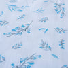 Lightweight-medium weight Blue Botanical Breeze linen fabric with subtle plaid weave and blue floral prints