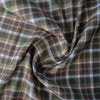 Lightweight Harvest Plaid Linen Blend Fabric, 60% Linen 40% Cotton, 130 GSM, natural earthy tones, ideal for breathable garments and home textiles