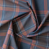 Classic Navy and Brown Plaid Giza Cotton Blend Fabric with Lightweight, Silky Finish