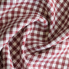 Mulberry Gingham Extra Wide 100% Linen Fabric in 280cm width, light-medium weight, ideal for clothing and home textiles.