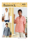 Butterick sewing pattern B6846 for unisex semi-fitted shirts with pointed collar, back pleats, and classic design details