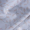 Elegant Beige Leaf Linen-Cotton Blend Fabric with natural slub and branch pattern