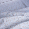 Elegant Beige Leaf Linen-Cotton Blend Fabric with natural slub and branch pattern