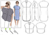 Drawing Blaire Dress Sewing Pattern – Shirtmaker style with shirt tail and inset pockets.